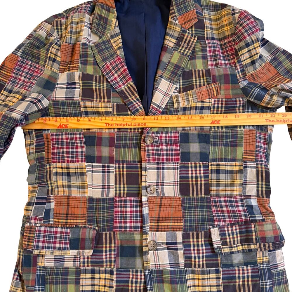 J.Crew Madras Patchwork Mens Blazer Preppy Size 42 Regular Sport Coat Academia - Picture 6 of 11